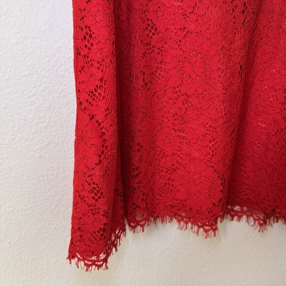 Ann Taylor LOFT Size 8 Red Lace Fit and Flare Sleeveless Dress Valentines - Picture 3 of 9